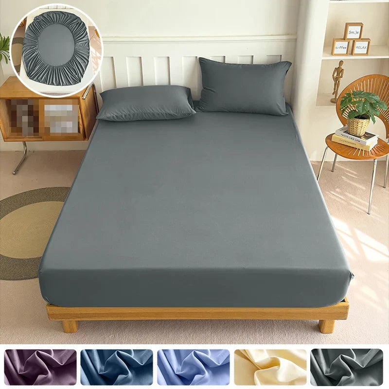90/120/150/180x200 Fitted Bed Sheet with Elastic Band Solid Color