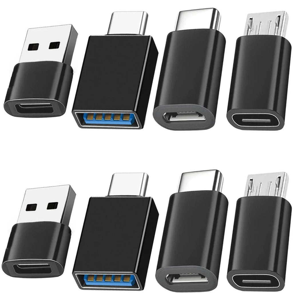 8pcs USB to USB C Adapter, USB Type C Female to USB Adapter, Micro USB