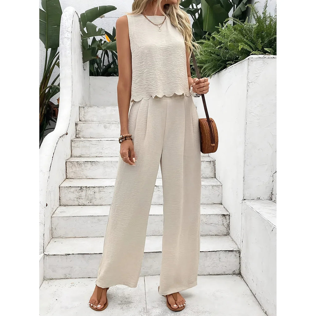 Summer New Women's Fashion Sleeveless Tank Top Casual Pants Set