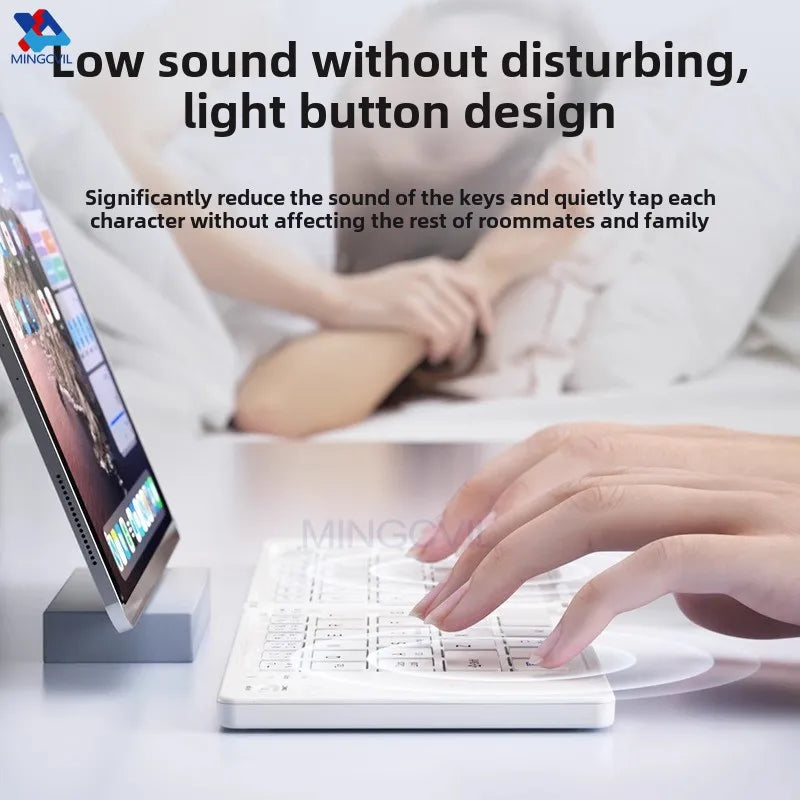 MINGCVIL Mini Foldable Wireless Keyboard Slim Portable Bluetooth Keyboard Rechargeable Folding Keyboard for IOS Windows Android