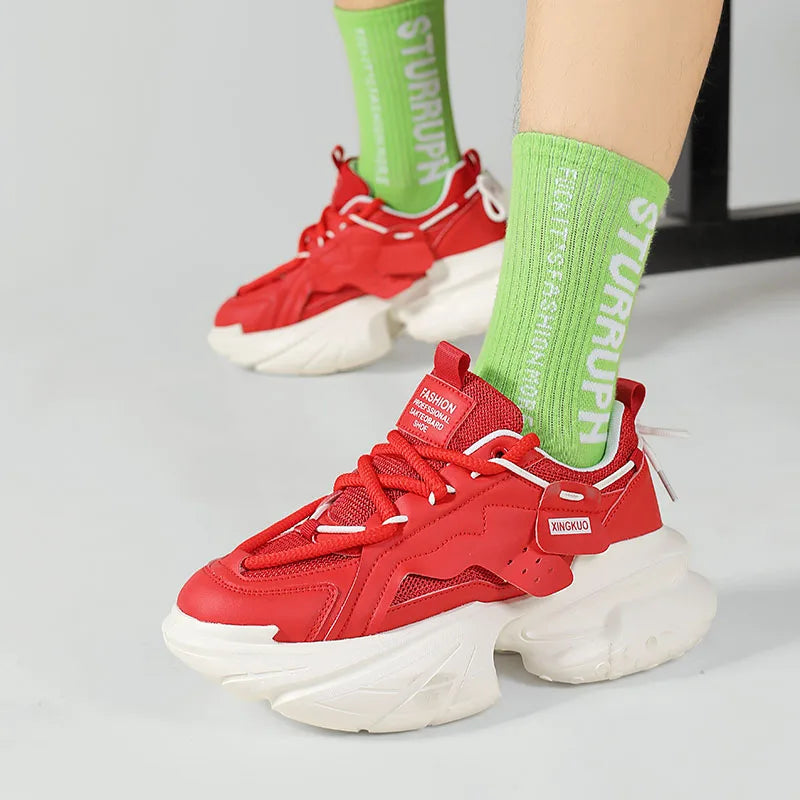 Brand Red Men Height Increasing Shoes Luxury Autumn Casual Sneakers