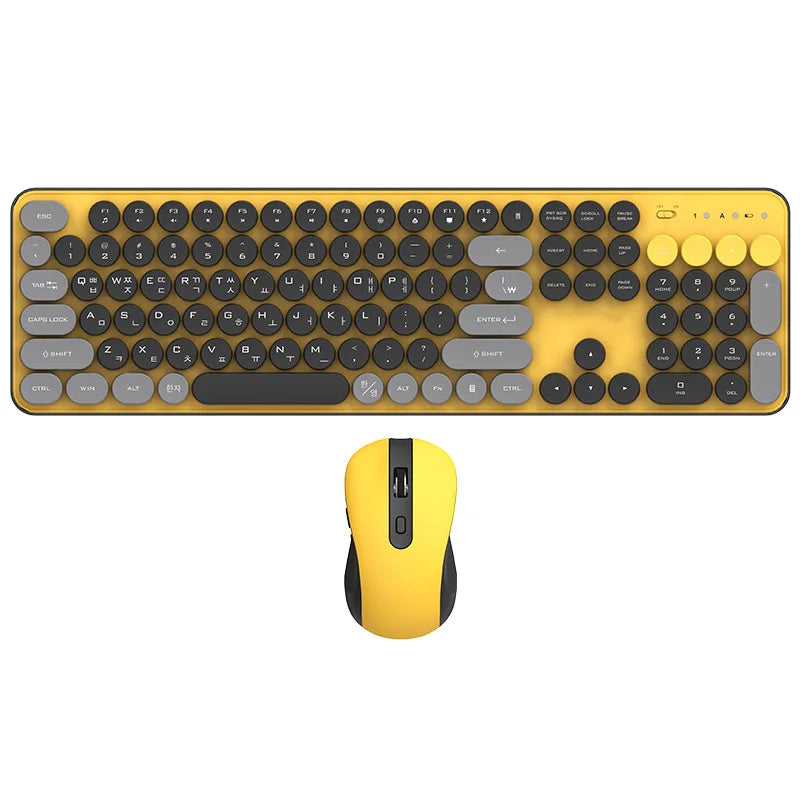 AEVYVKV™ Cute Retro Pink Wireless Keyboard & Mouse Set – Silent, 114 Keys, 2.4GHz, Waterproof, Aesthetic Desk | FlipStylez LLC®