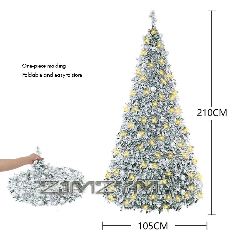 150CM Foldable Christmas Tree with Decorative Lights EU UK US Plug PVC Material for Dining Rooms Christmas Gifts