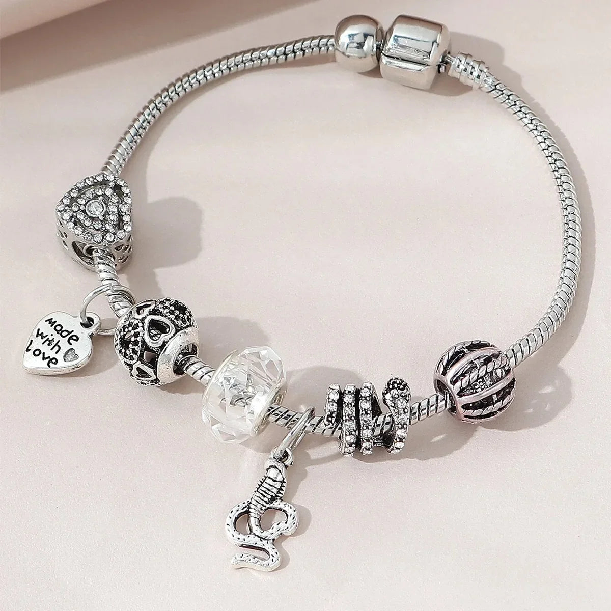 Bohemian Pink Cherry Blossom Love Bracelet Pendant Bead Design Summer