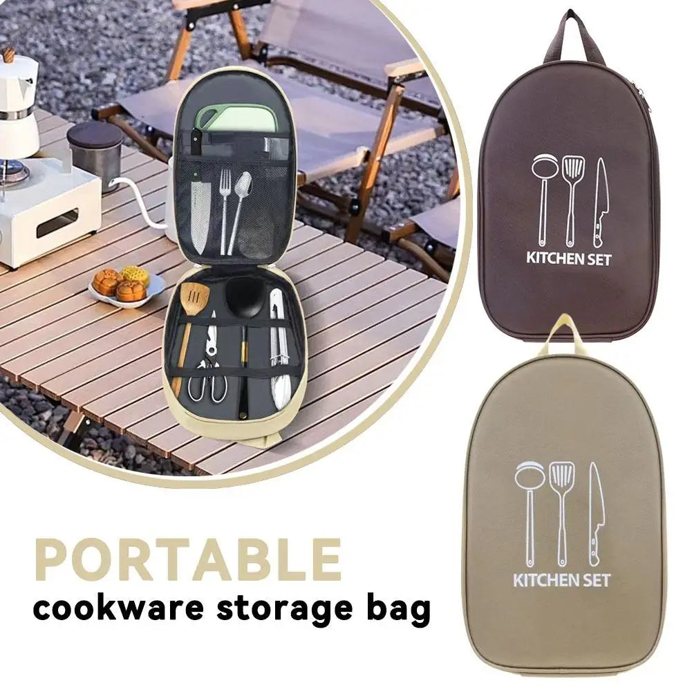 Camping Kitchen Utensil Organizer Bag, Waterproof Travel Storage Pouch