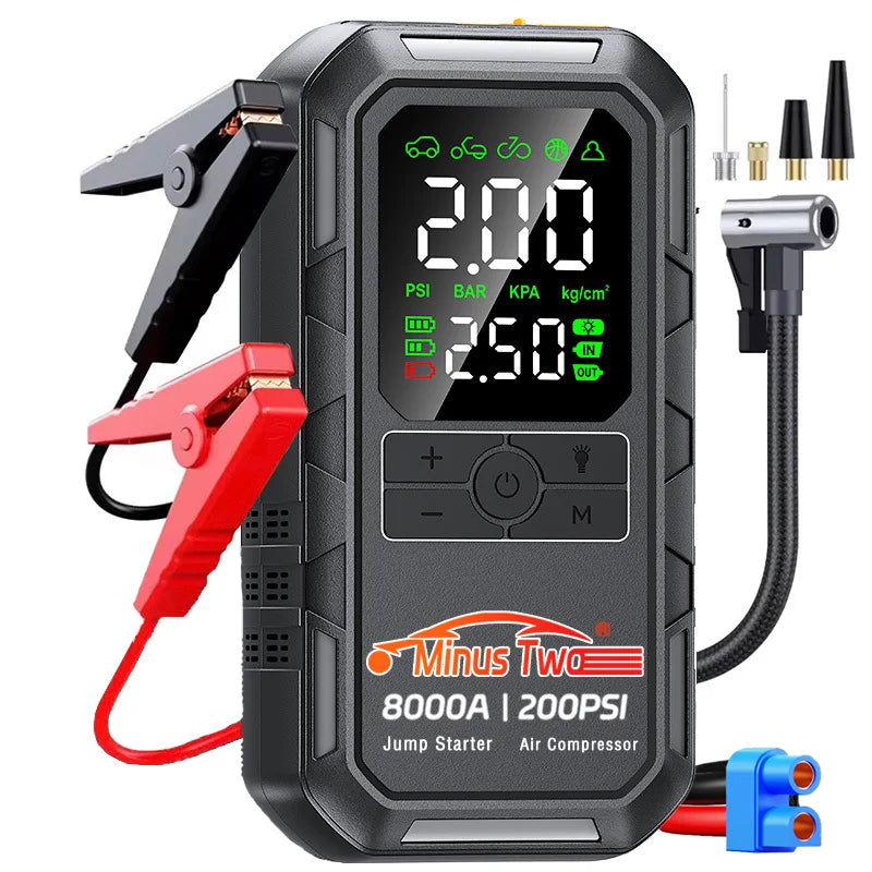 4-In-1 Car Jump Starter with Air Compressor Peak 4000a Auto Battery