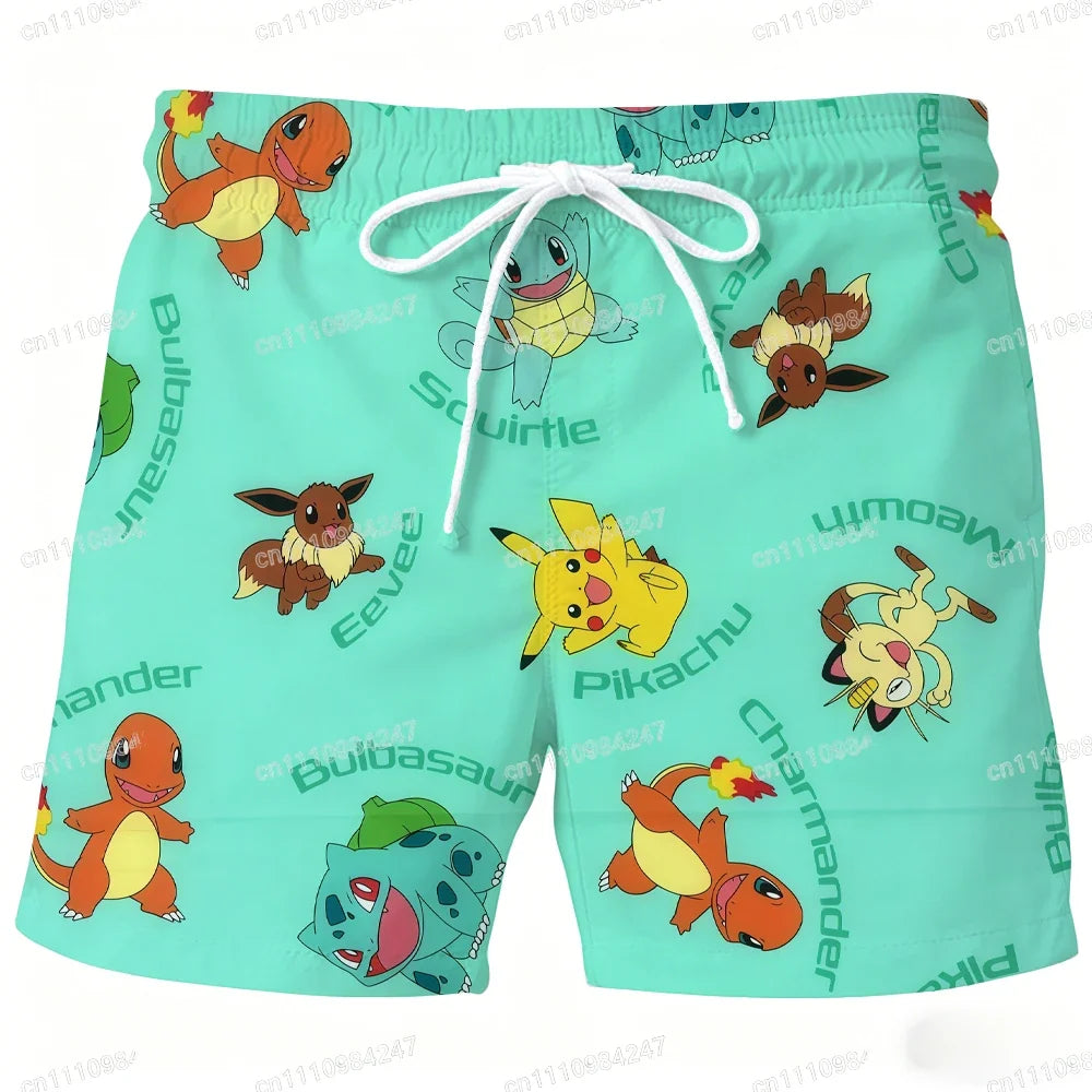 Summer Psyduck Beach Shorts Pokemon Cartoon Quick Dry Board Shorts