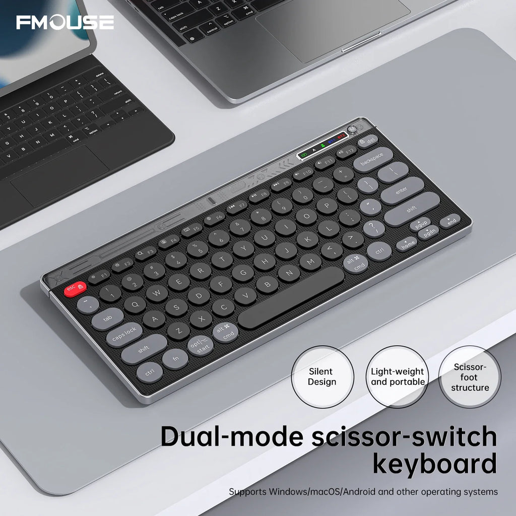 SMAILWOLF F781™ Bluetooth & 2.4GHz Wireless Keyboard & Mouse Set – Silent Keys, Rechargeable, Ergonomic, Portable Mini, Keyboard Only & Full Suit Combos, Black, White & Purple | FlipStylez LLC®