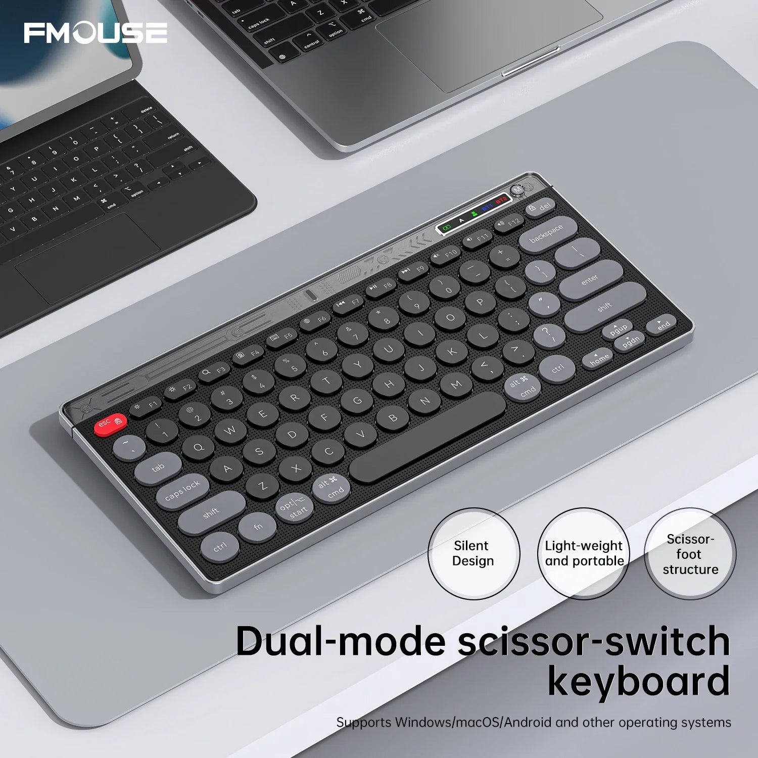 SMAILWOLF F781™ Bluetooth & 2.4GHz Wireless Keyboard & Mouse Set – Silent Keys, Rechargeable, Ergonomic, Portable Mini, Keyboard Only & Full Suit Combos, Black, White & Purple | FlipStylez LLC®