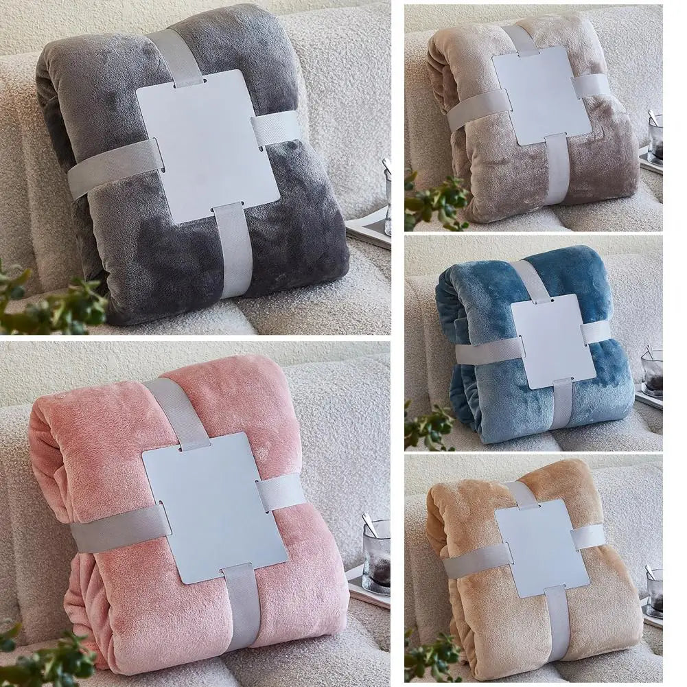 Foldable Blanket Solid Color Flannel Throw Blanket Lightweight Plush Bed Cover Soft Fuzzy Sofa Blanket for Cozy Nap Sleeping