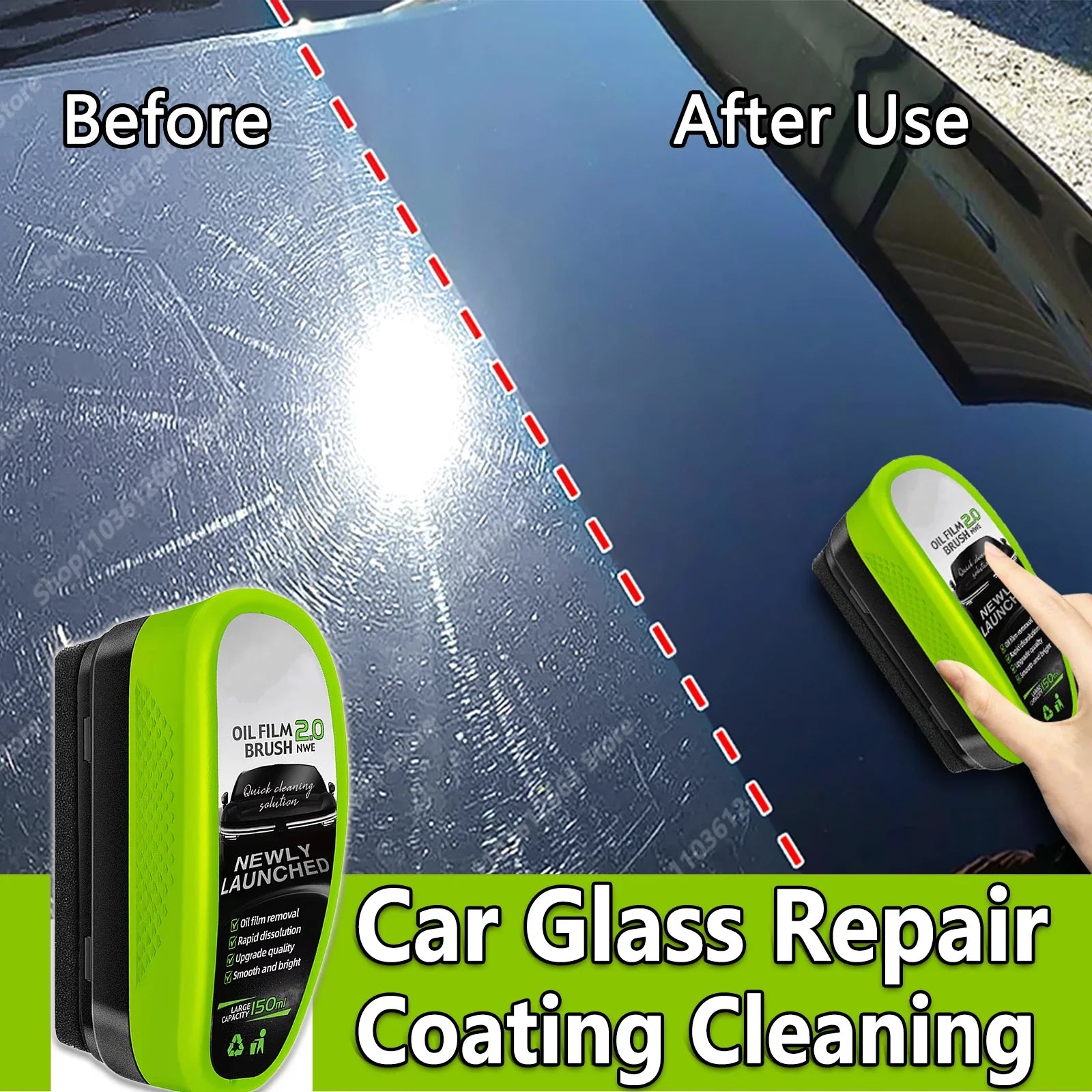 Car Oil Film Remover Sponge Brush - Auto Glass & Windshield Window Oil