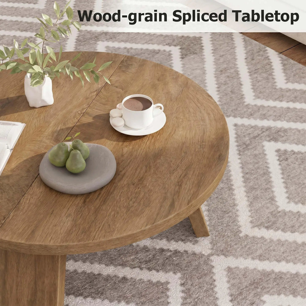 33.5 Inch Round Coffee Table for Living Room, Modern Center Table with