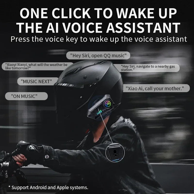 Y10 Motorcycle Bluetooth 5.3 Helmet Headset 🏍️ | Colorful LED Lights | IPX6 Waterproof | 30Hr Hands-Free | FlipStylez LLC®
