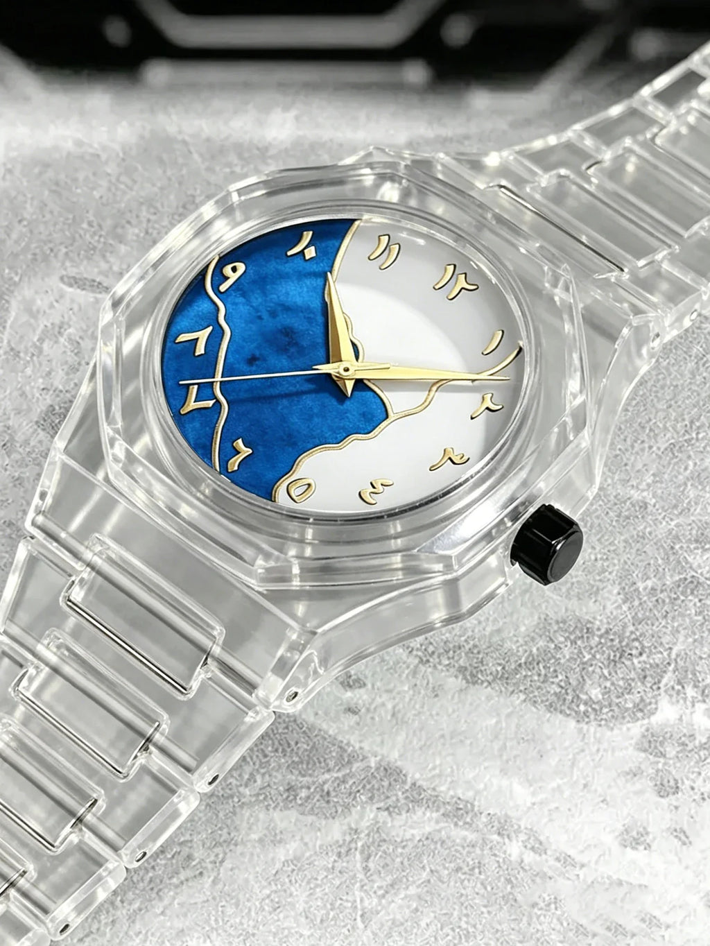 Unisex Casual Fashion Quartz Watch Set with Jewelry Accessories Transparent Case for Daily Wear Holiday Gift