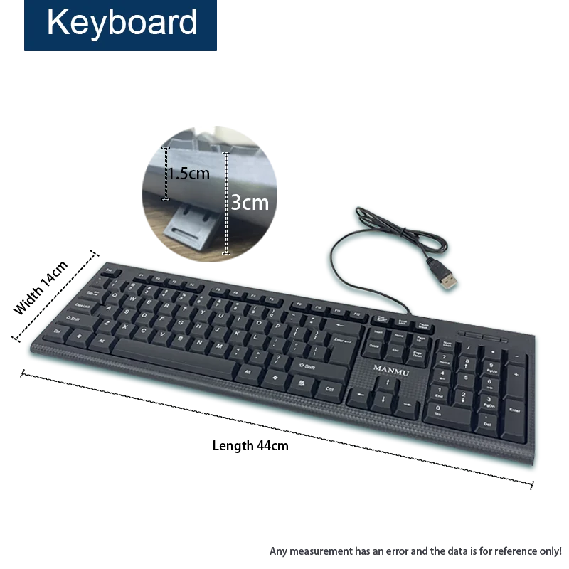 MANMU MJS-016™ Wired Ergonomic Keyboard & Mouse Combo Set – USB, 1200 DPI, CE Certified, Home & Office Gaming Setup | FlipStylez LLC®