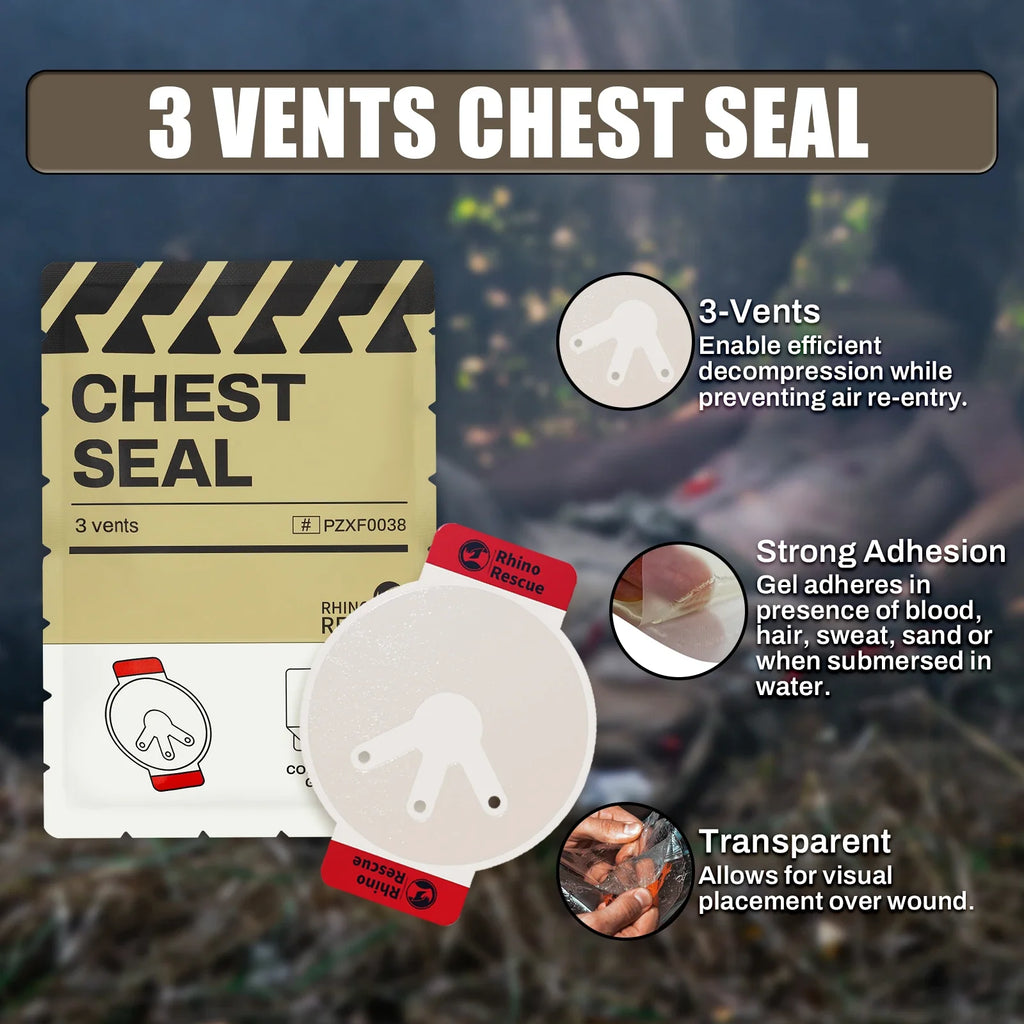 Rhino Rescue Chest Seal Medical Prevent Puncture Wounds Dressing Pneumothorax Emergency First Aid Trauma