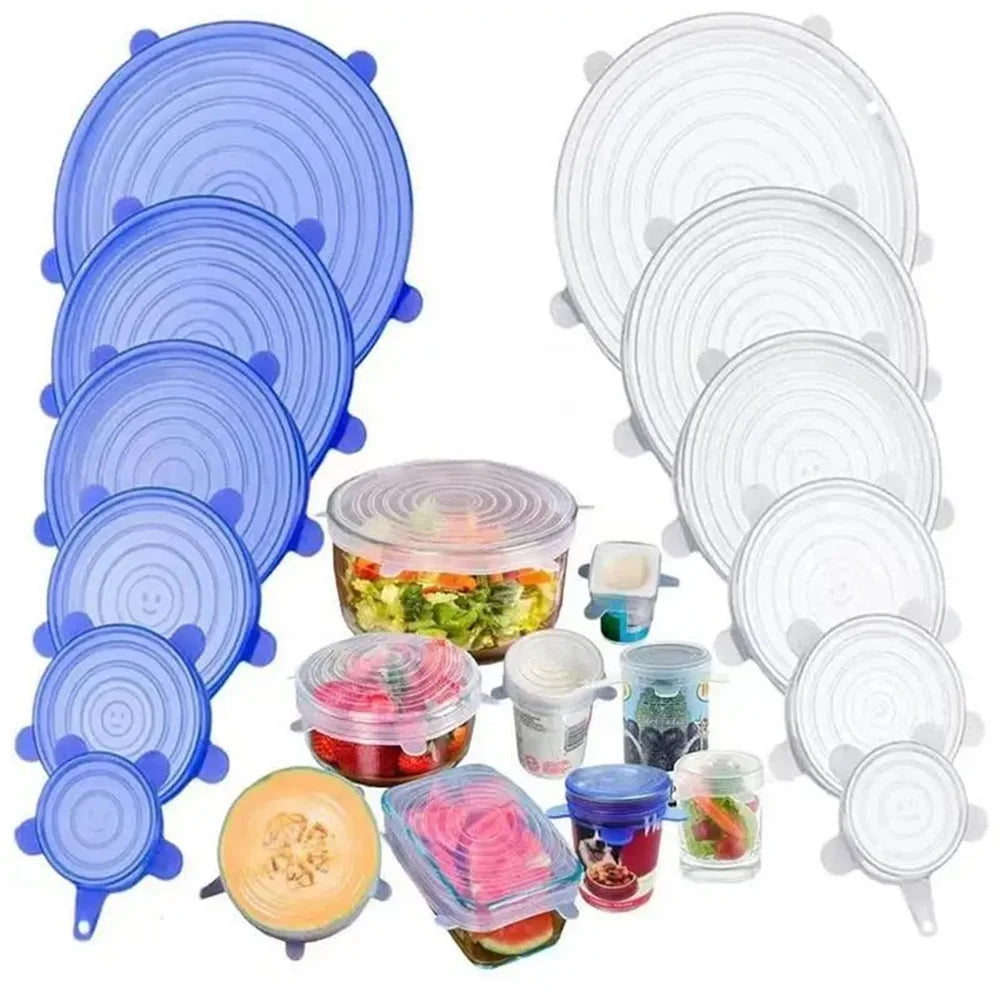 6pcs Food Grade Silicone Preservation Cover Reusable Airtight Food