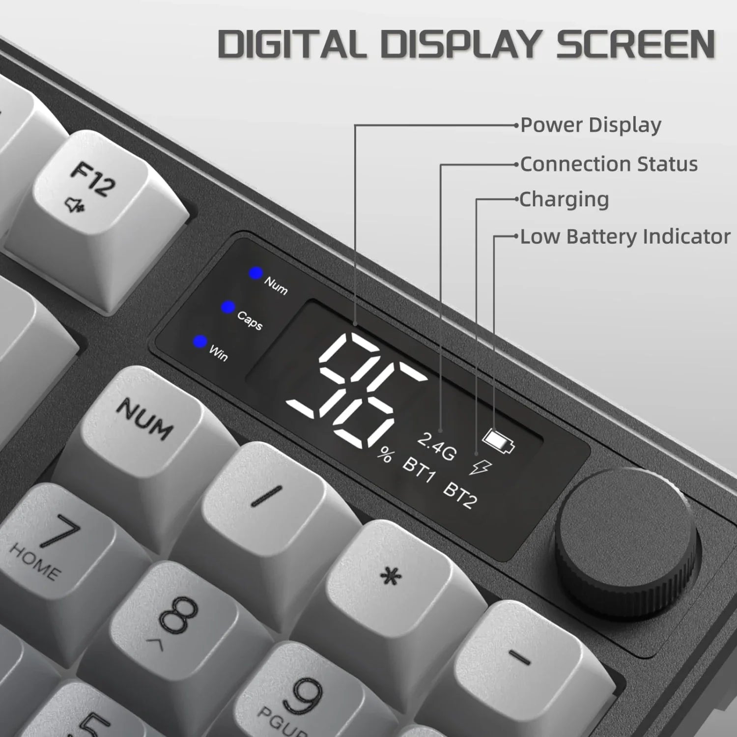 FREEWOLF M96™ Wireless Keyboard & Mouse Combo – Bluetooth 5.0 & 2.4G, Smart Screen, 96 Keys, RGB Backlit, Silent, PBT Keycaps, Multimedia Knob, X7 4000 DPI Mouse | FlipStylez LLC®