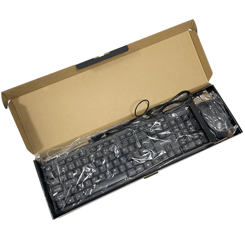 MANMU MJS-016™ Wired Ergonomic Keyboard & Mouse Combo Set – USB, 1200 DPI, CE Certified, Home & Office Gaming Setup | FlipStylez LLC®