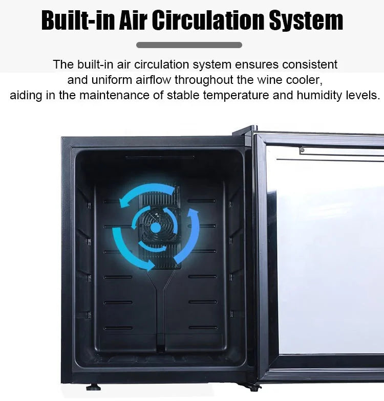 20 Bottles Horizontal Stainless Steel Shelves Semiconductor Cooler Air Cooling Wine Fridge Wine Cabinet