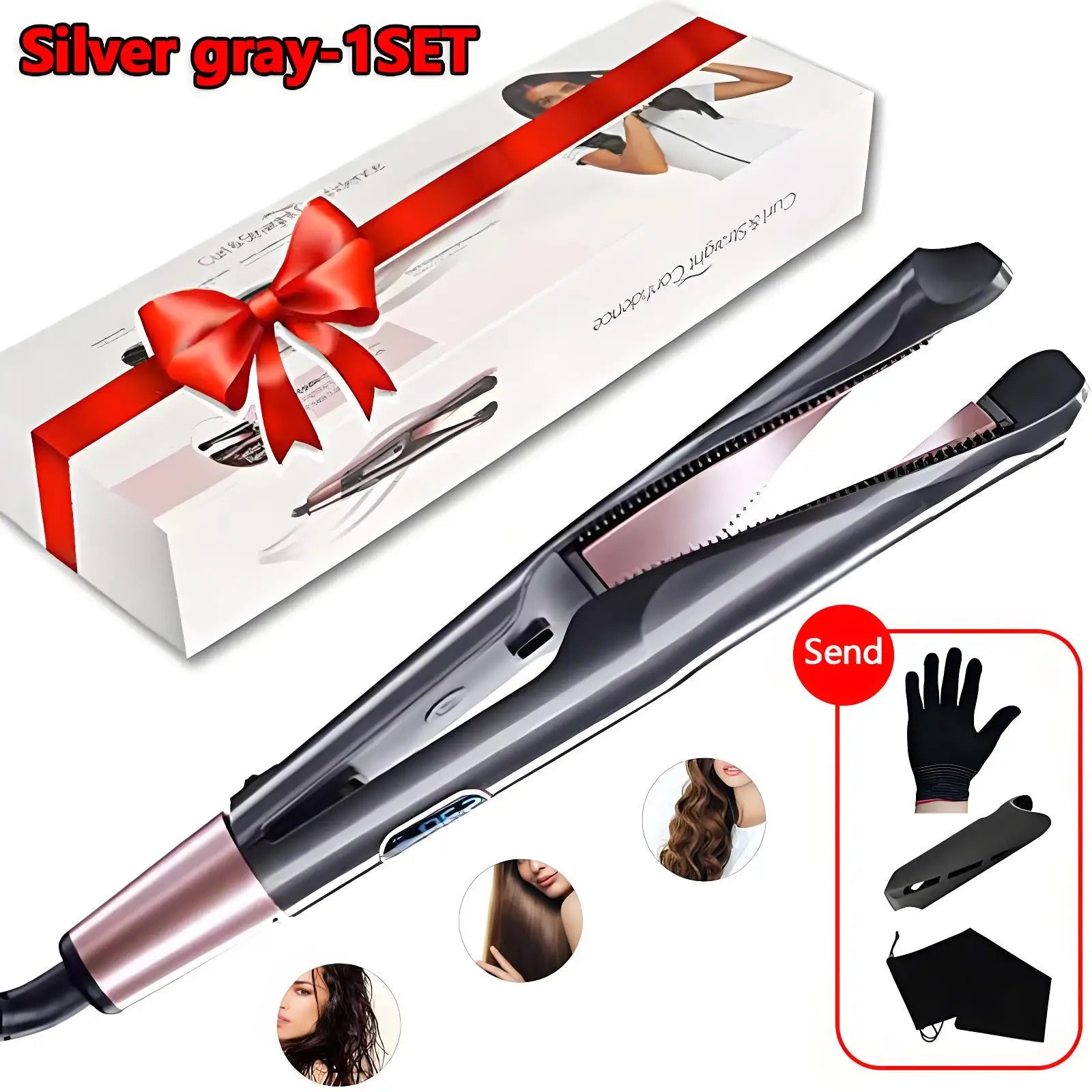 New Hair Straightener Curler 2 in 1 Negative Ion Fast Heating Styling