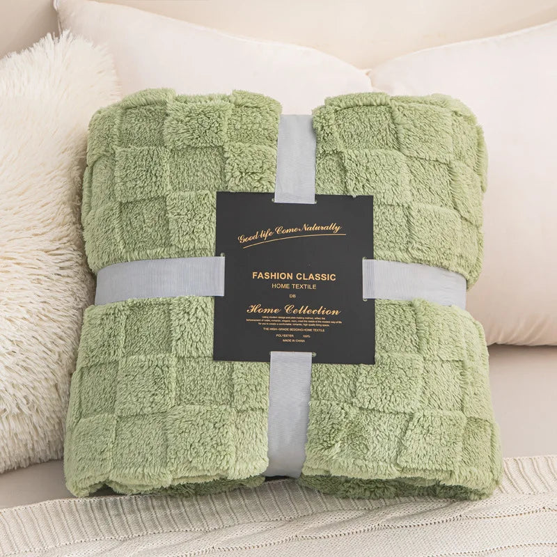 Waffle Blanket, Winter Knitted Blanket, Jacquard Braid Blanket, Warm Gift Blanket ,for Bed Sheet or Sofa Cover Four-season