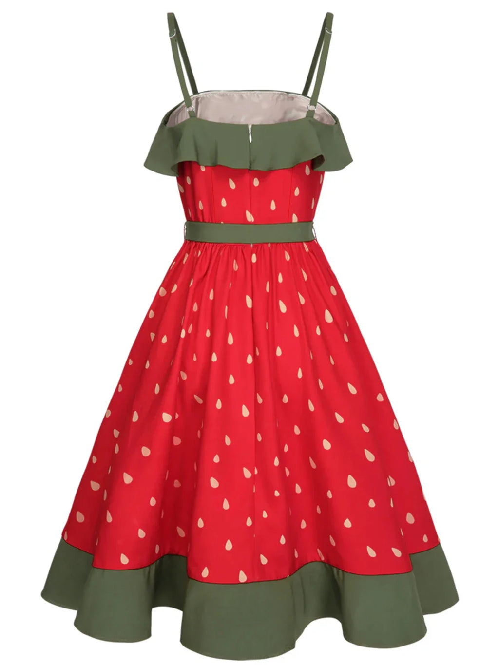 Plus Size Strawberry Print Dress Women's Red Strapless Sundress Green Lace Trim Summer Dress Free Shipping