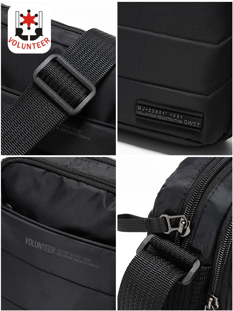 VOLUNTEER Crossbody Bag Men Casual Oxford Cloth Waterproof Phone Bag Man Fashion Commuter Adjustable Shoulder Bags Male 1713-13