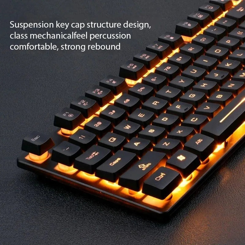 KM320™ Waterproof Backlit Gaming Keyboard & Mouse Set – Triple Waterproof, Mechanical Feel, Multimedia FN Keys, White, Black & Orange | FlipStylez LLC®