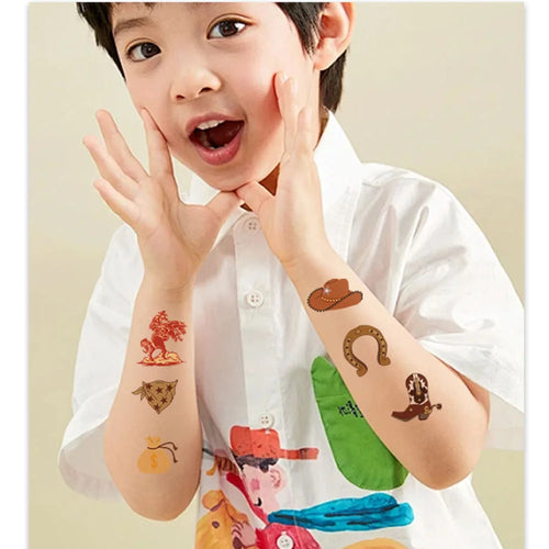 10/6 Sheets Cowboy Temporary Tattoos Stickers Western Cowboy Themed