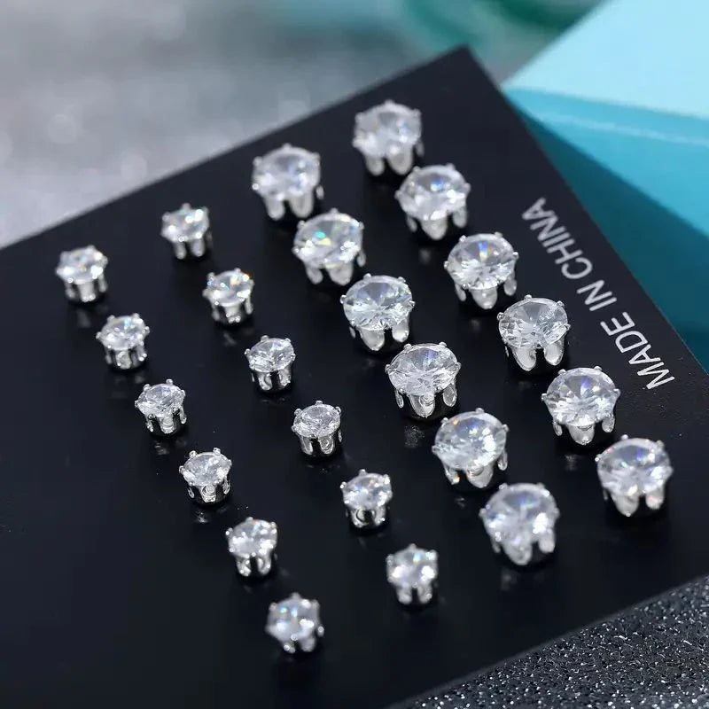 12/24/36 Pairs Shiny Zircon Stud Earrings Set Daily Versatile Chic
