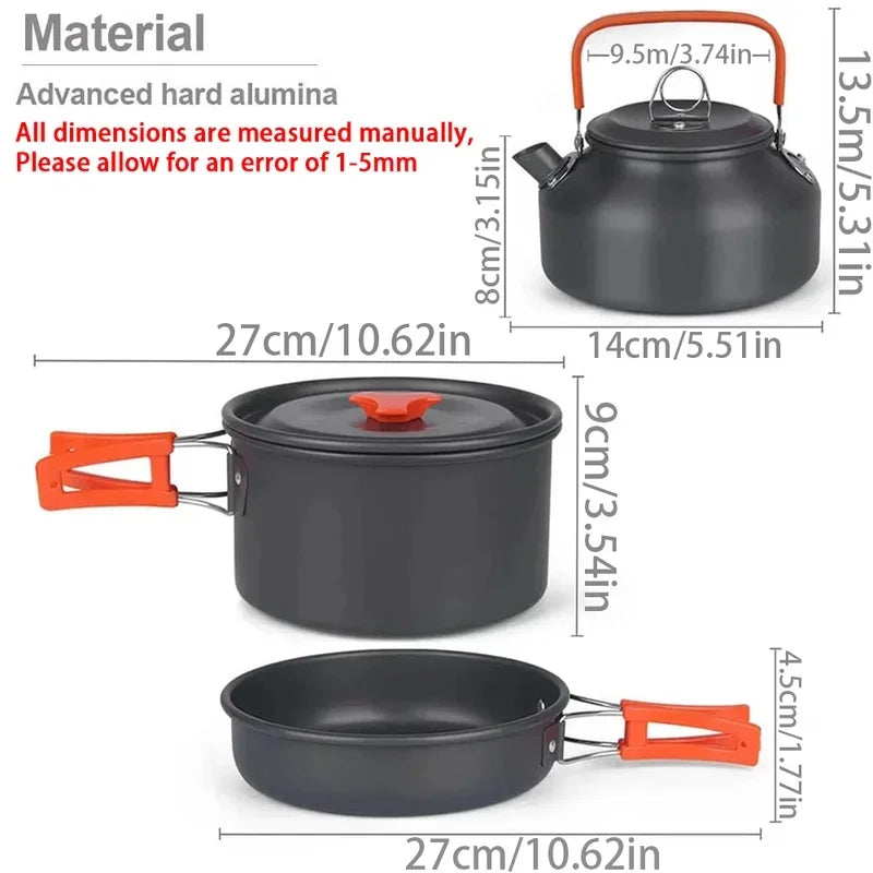 2-3 Person Non-Stick Camping Cookware Set, Portable Outdoor Picnic