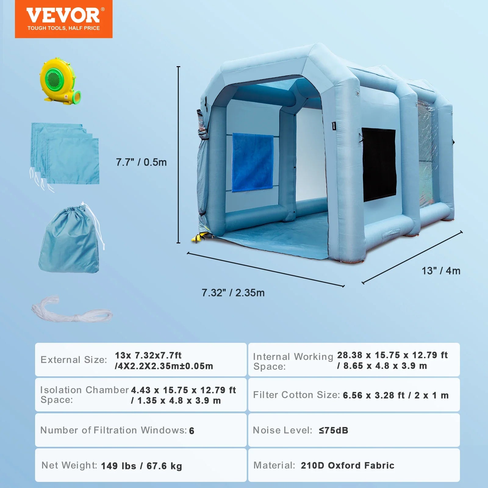 SucceBuy Inflatable Paint Booth with Blowers Inflatable Spray Booth Powerful Spray BoothCar Paint Tent Air Filter System