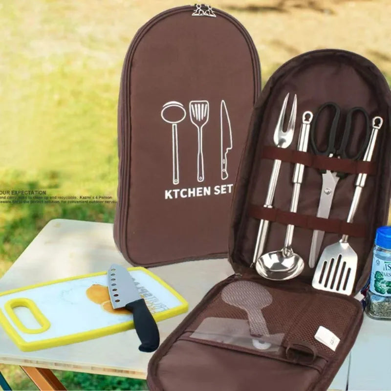 Camping Travel Cooking Utensils Organizer Travel Bag Portable Pouch