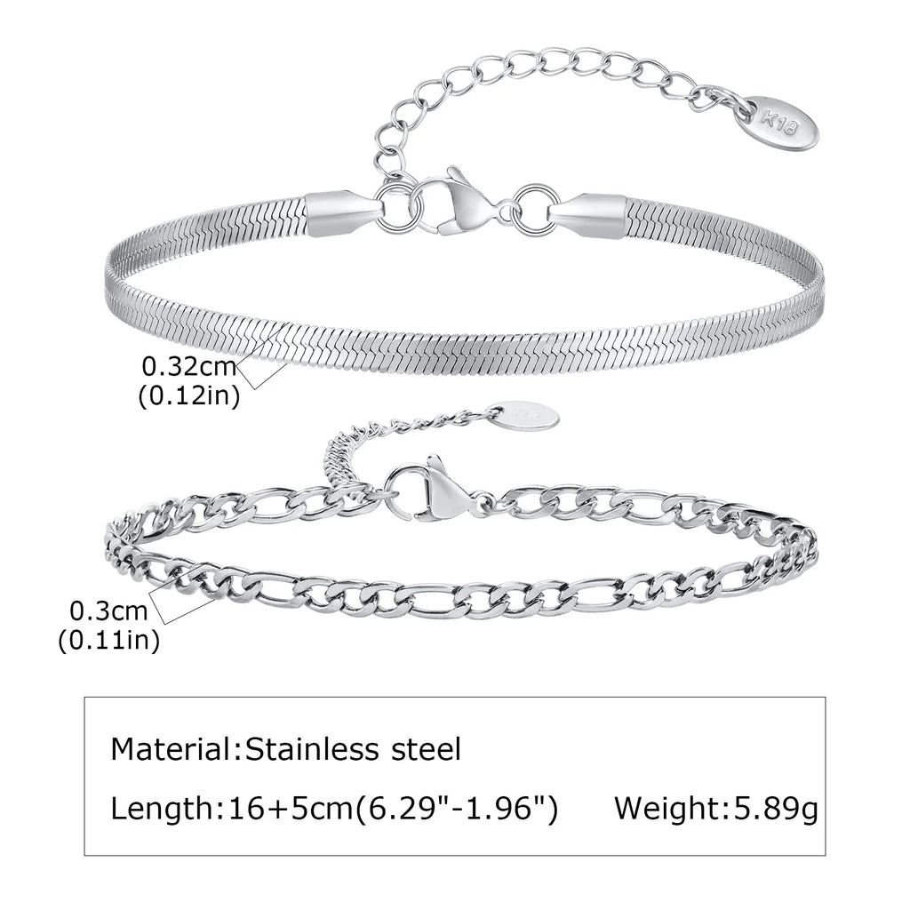 1/2/3pcs Chain Bracelet for, Stainless Steel Twisted Rope Cuban Chain
