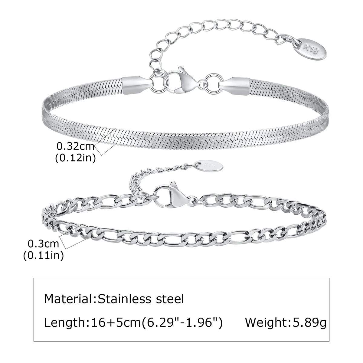 1/2/3pcs Chain Bracelet for, Stainless Steel Twisted Rope Cuban Chain