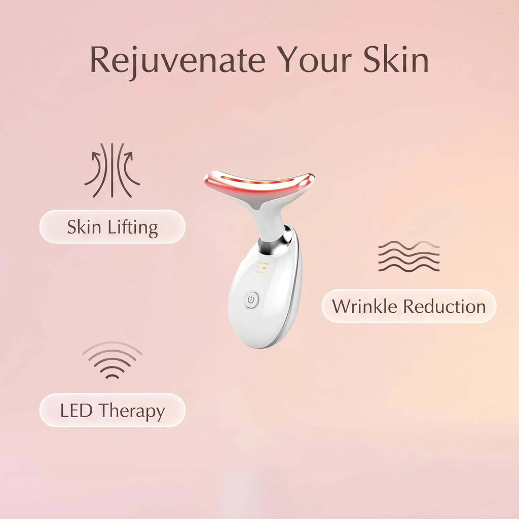 7 Colors LED Light Face Neck Beauty Device with Vibration Massage for