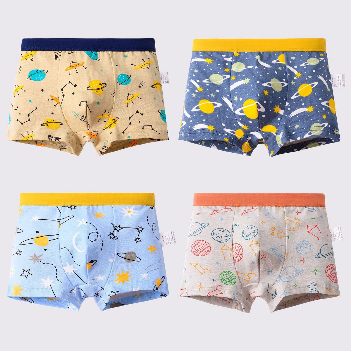 4PCS Children Panties Boy Cotton Boxer Breathable Kid Soft Comfortable Elastic Underpants Multipack Cute Cartoon Print Underwear
