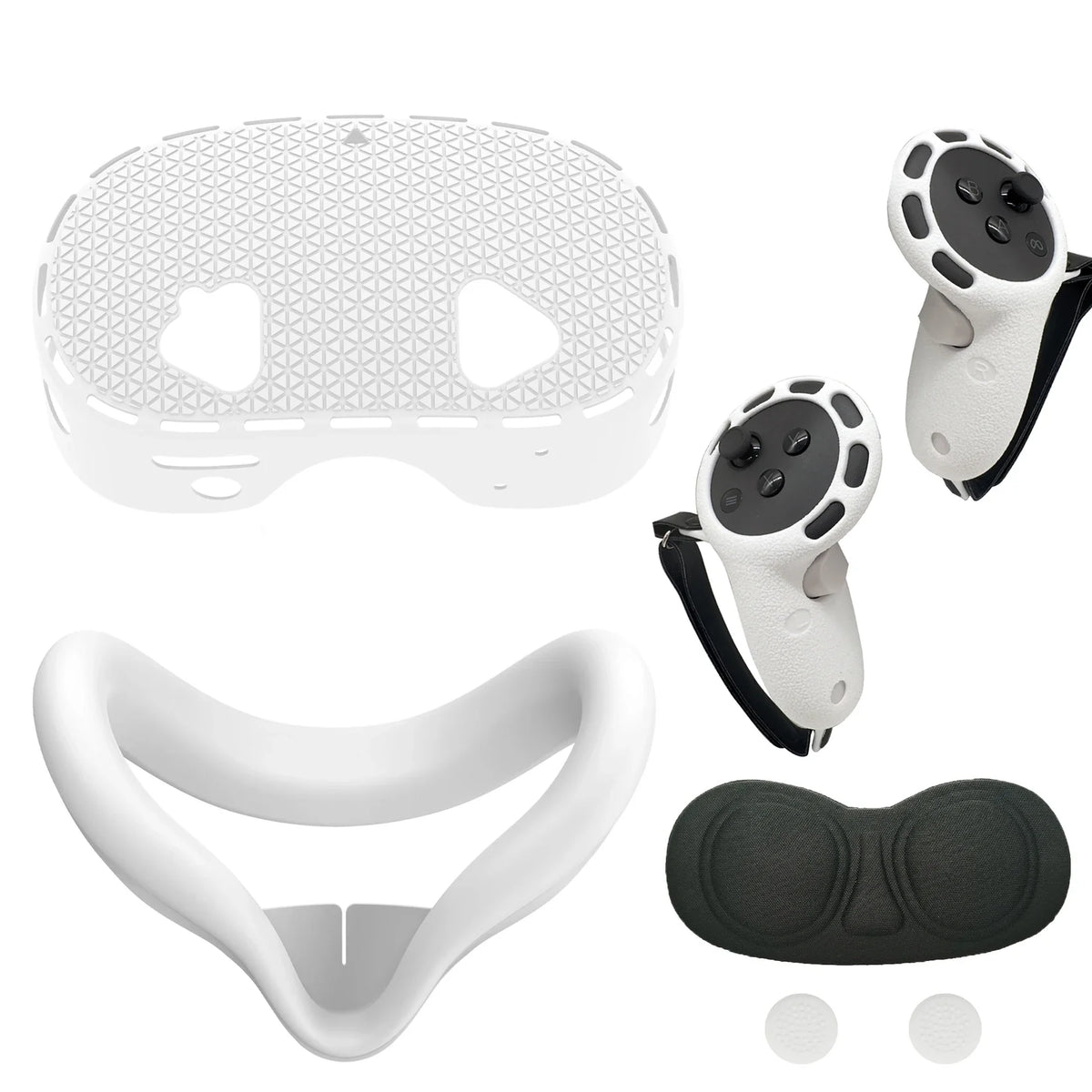 5 IN 1 Silicone Case For Meta Quest 3S VR Protector Lens Cap Soft Grip Cover Shockproof Durable Anti-scratch Accessories
