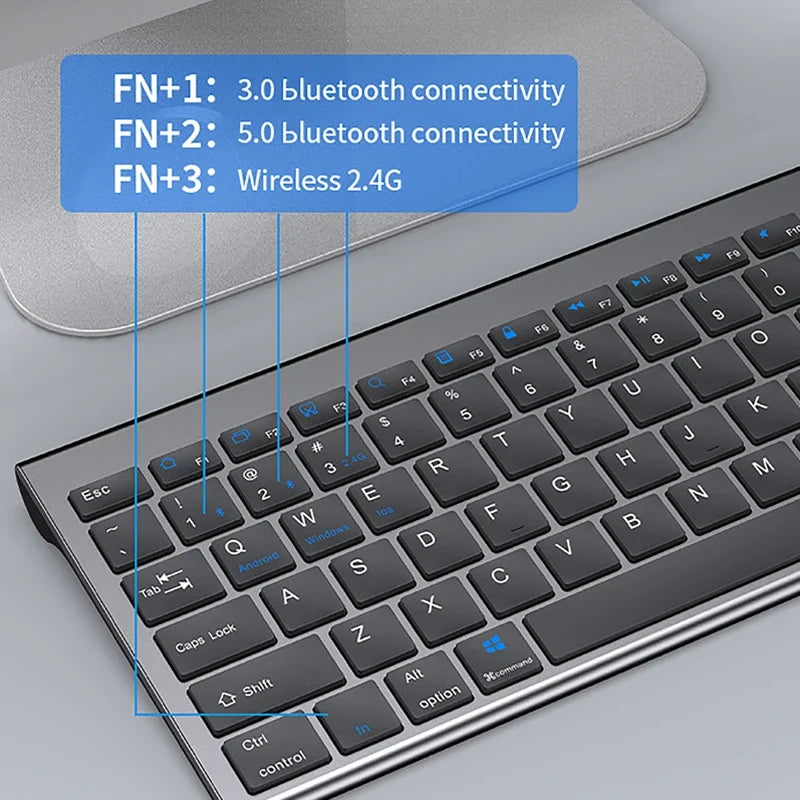 FlipStylez™ Mini Wireless Keyboard & Mouse Combo – Bluetooth 5.0 & 2.4G, Ultra-Slim, Silent, Multi-Device | FlipStylez LLC®