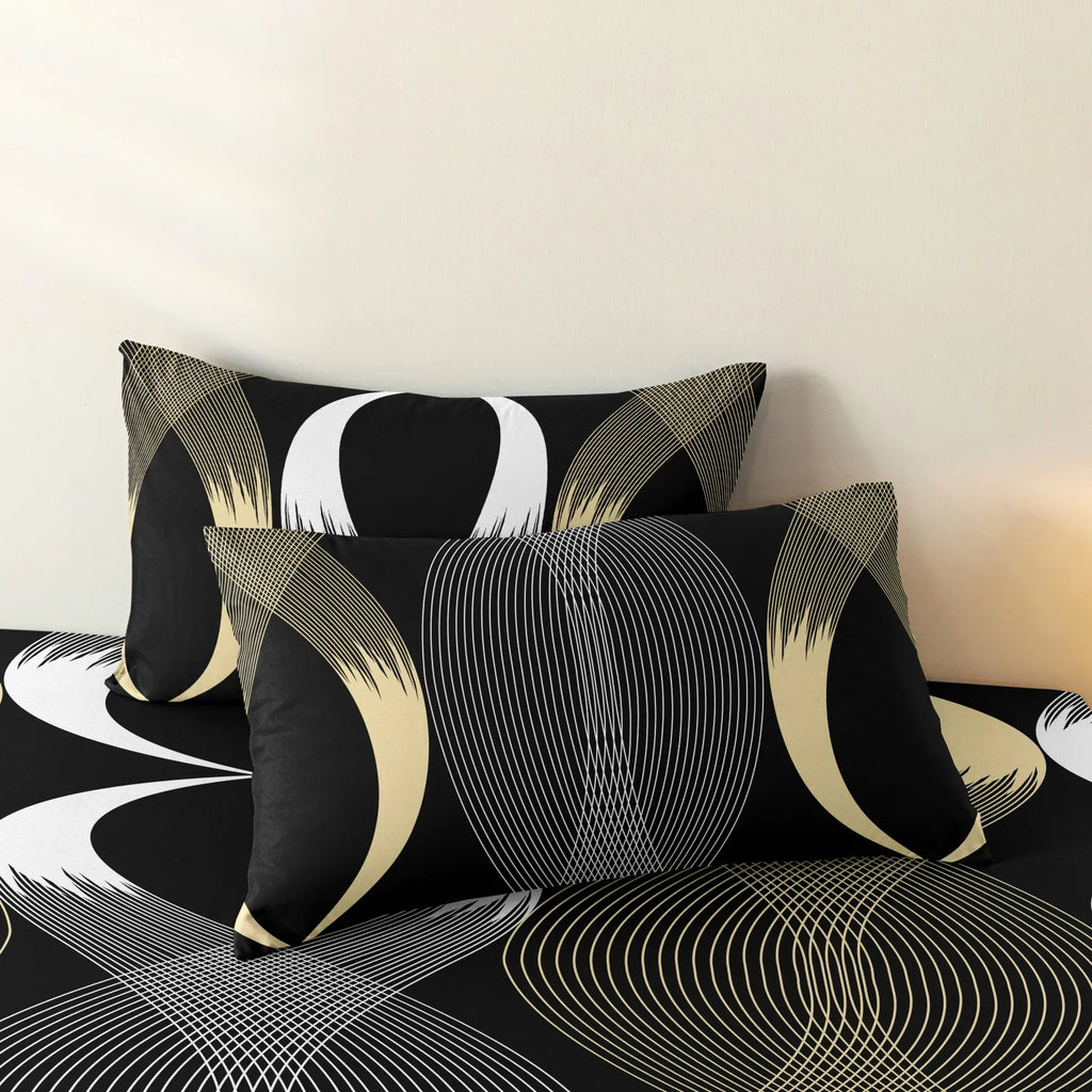 3pcs Botanical Geometric Lines Floral Design Bedding Set Included 1