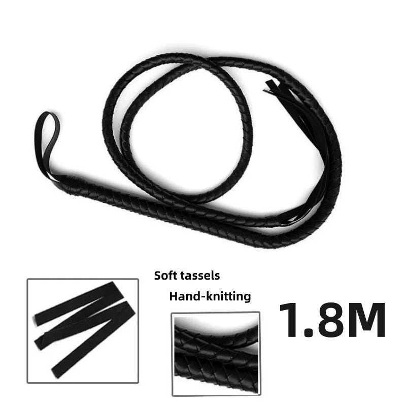 1.8m Synthetic Leather Whip, Western Cowboy Prop Whip for Circus Training Cosplay Role Play Costume Accessories
