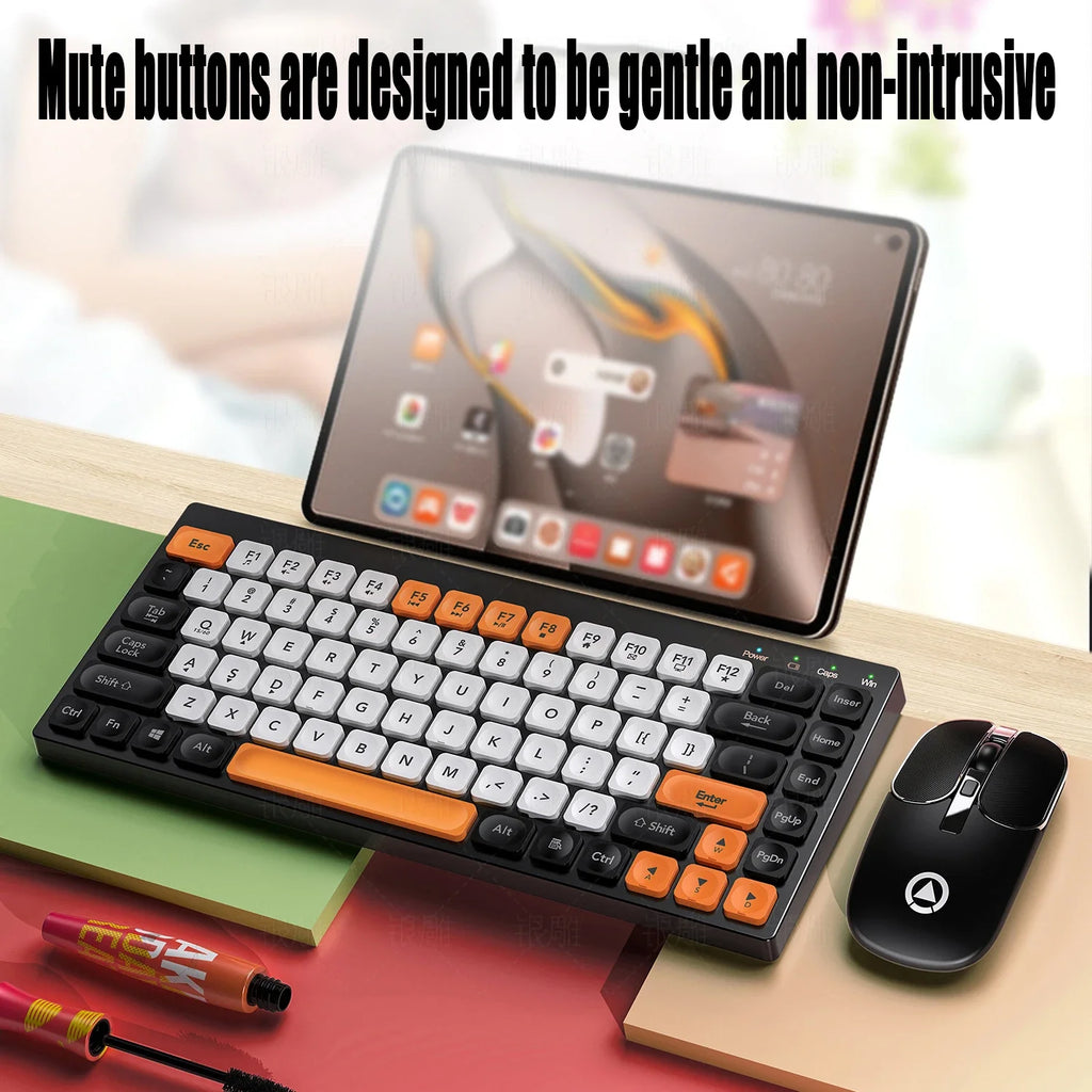 FALAIXILUO™ KM-02 Wireless Keyboard & Mouse Set – Bluetooth & 2.4G Dual-Mode, Type-C Rechargeable, 1600 DPI, Ergonomic, Waterproof, Carbon, Bean Paste & Chalk | FlipStylez LLC®
