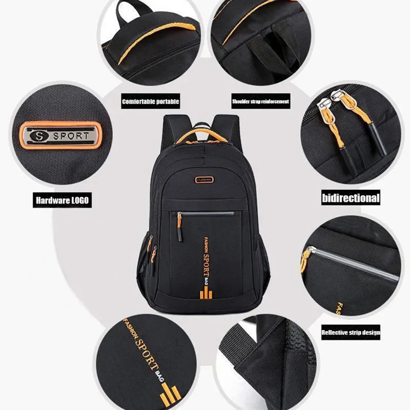 Unisex Large Capacity Backpack, Business Travel Laptop Bag, Multi-Compartment Design, Adjustable Straps, Ideal for Work Leisure