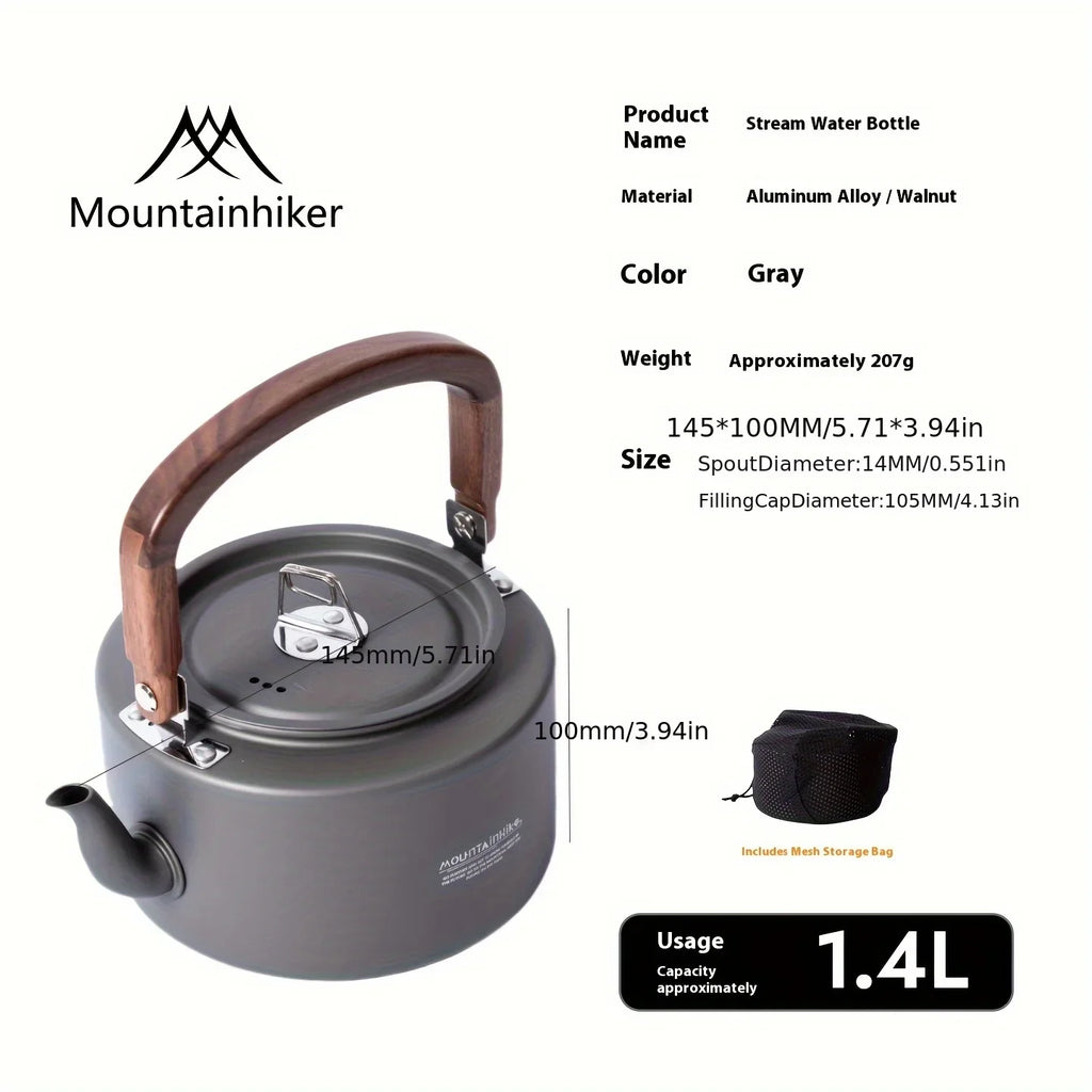 Camping Tea Kettle-New Aluminum Alloy Construction, Wooden Handle