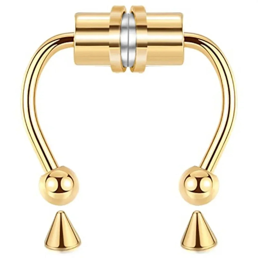 1/2/3/4/5pcs Fake Magnetic Stainless Steel Nose Rings, Non Piercing