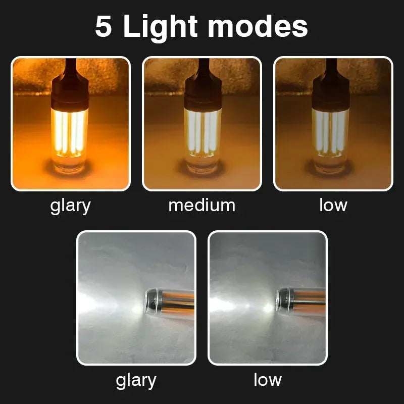 Camping Light Lightweight Handheld Torch 5 Lighting Modes Rechargeable