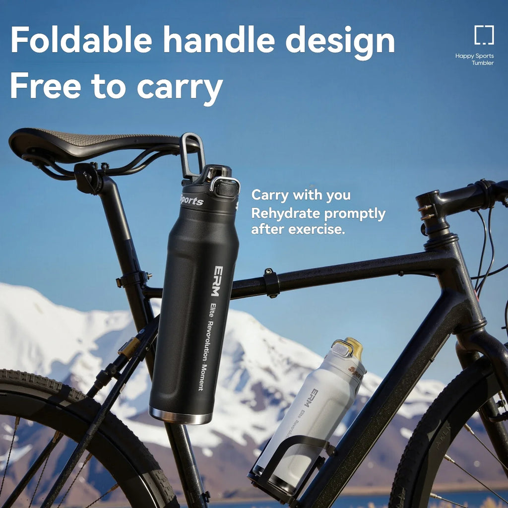 Insulated Water Bottle Stainless Steel Tumble Cycling Cold And Hot Flasks Double Wall Portable With Handle Sports Outdoor Cup