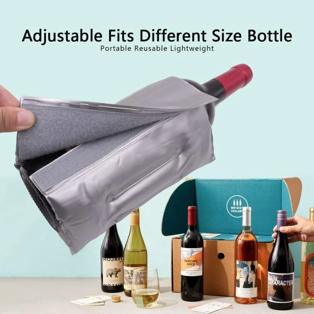 E9 Grey Insulated Wine Cooler Bag BBQ Reusable Quick Cooling PVC Tote Fits Most Bottles Keeps Wine Fresh for Picnic Party Travel
