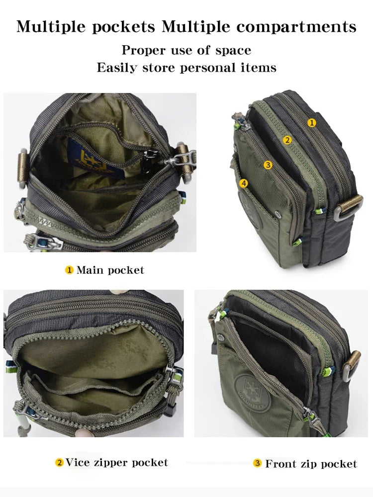 VOLUNTEER Crossbody Bags for Men Fashion Waterproof Phone Oxford Cloth Casual Small Messenger Men's Shoulder Sling Bag 1652-11